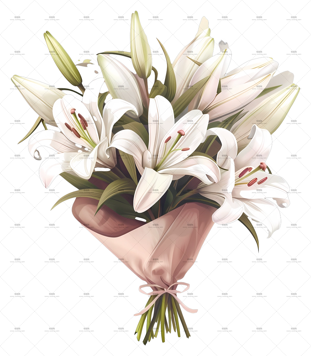 百合花束 – 美丽的白色百合花束PNG免抠图预览图 百合花束 – 美丽的白色百合花束PNG免抠图预览图