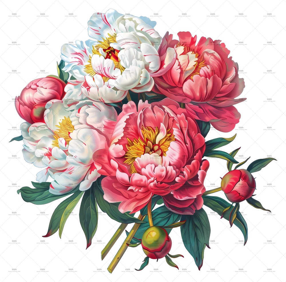 牡丹花束 – 精美的牡丹花束设计PNG免抠图预览图