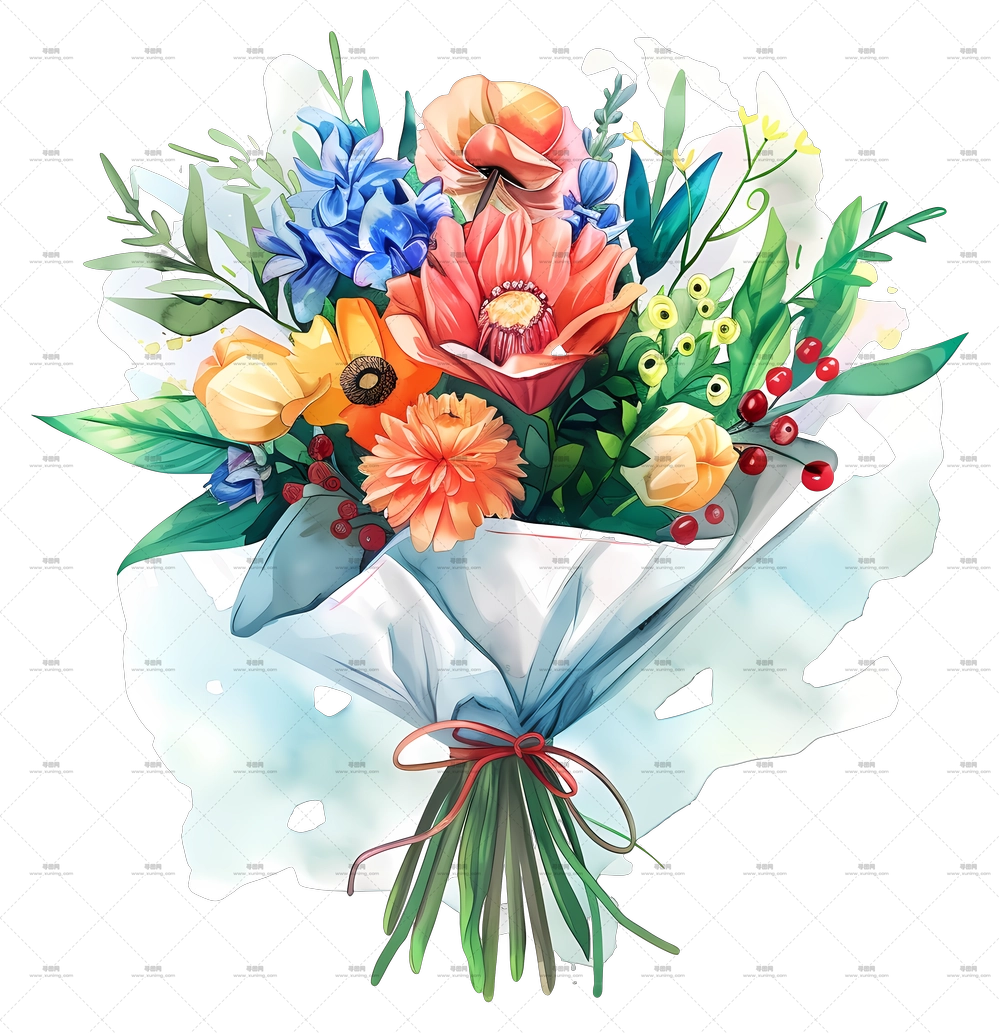 生日花束 – 艺术风格多彩花束PNG免抠图预览图