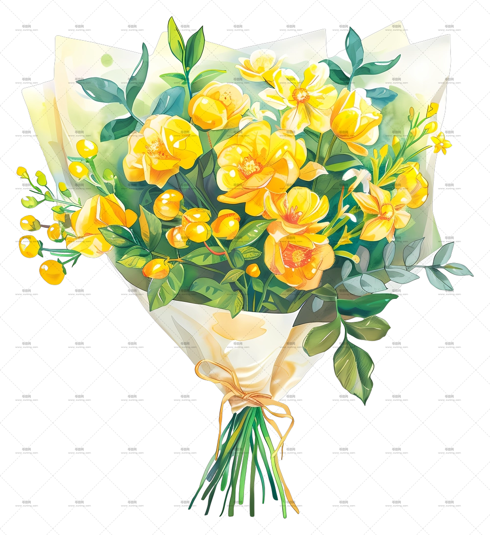 黄色花束 – 黄色花朵花束PNG免抠图预览图