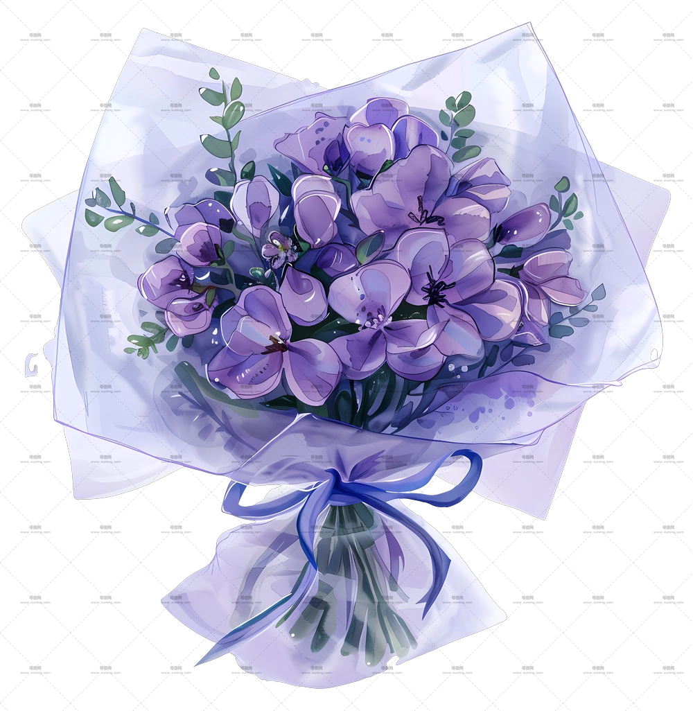 紫罗兰花束 – 精美的紫色花卉花束PNG免抠图预览图