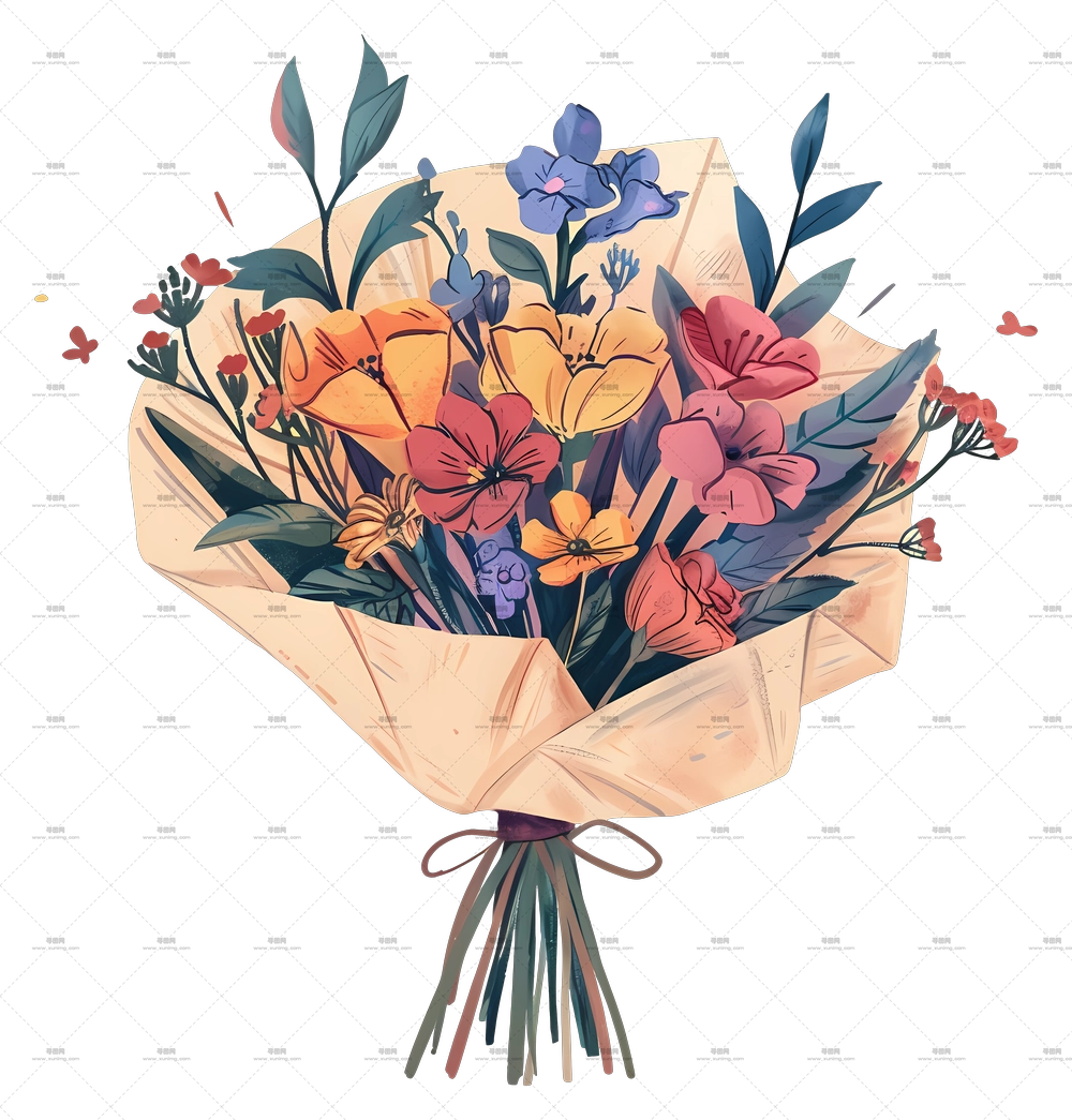 生日花束 – 可爱的彩色花束PNG免抠图预览图