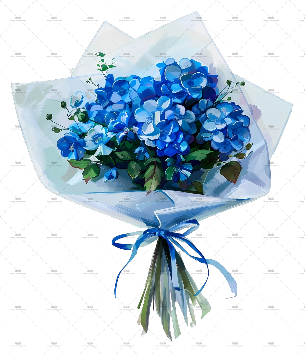 蓝花束 – 带丝带的蓝花束PNG免抠图预览图