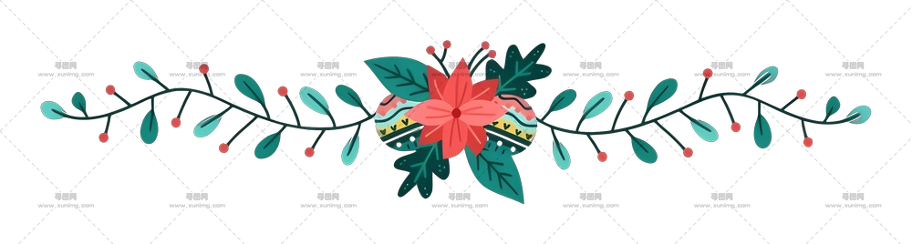 带叶子的花卉装饰PNG免抠图预览图