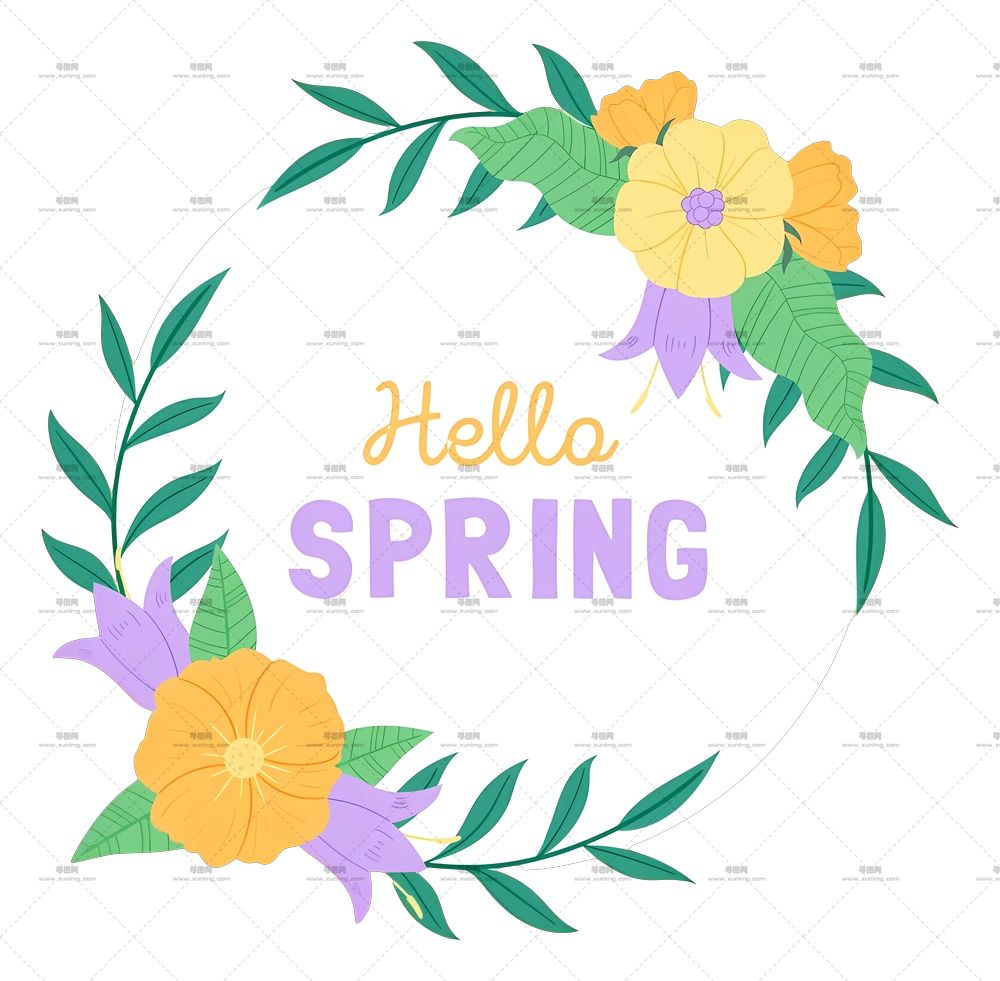 春天你好 花环设计PNG免抠图预览图