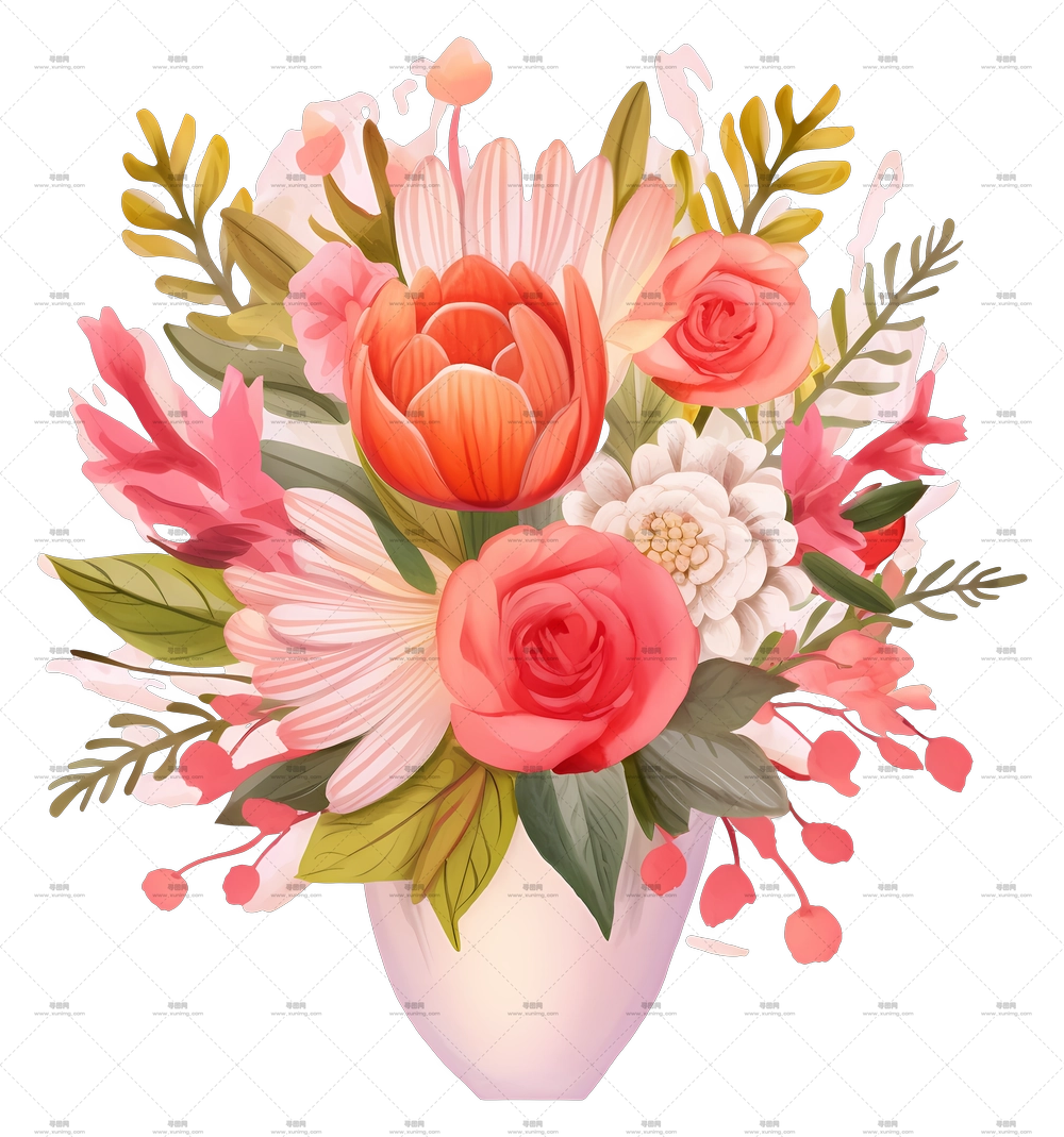 美丽多彩的花束在花瓶中PNG免抠图预览图 美丽多彩的花束在花瓶中PNG免抠图预览图