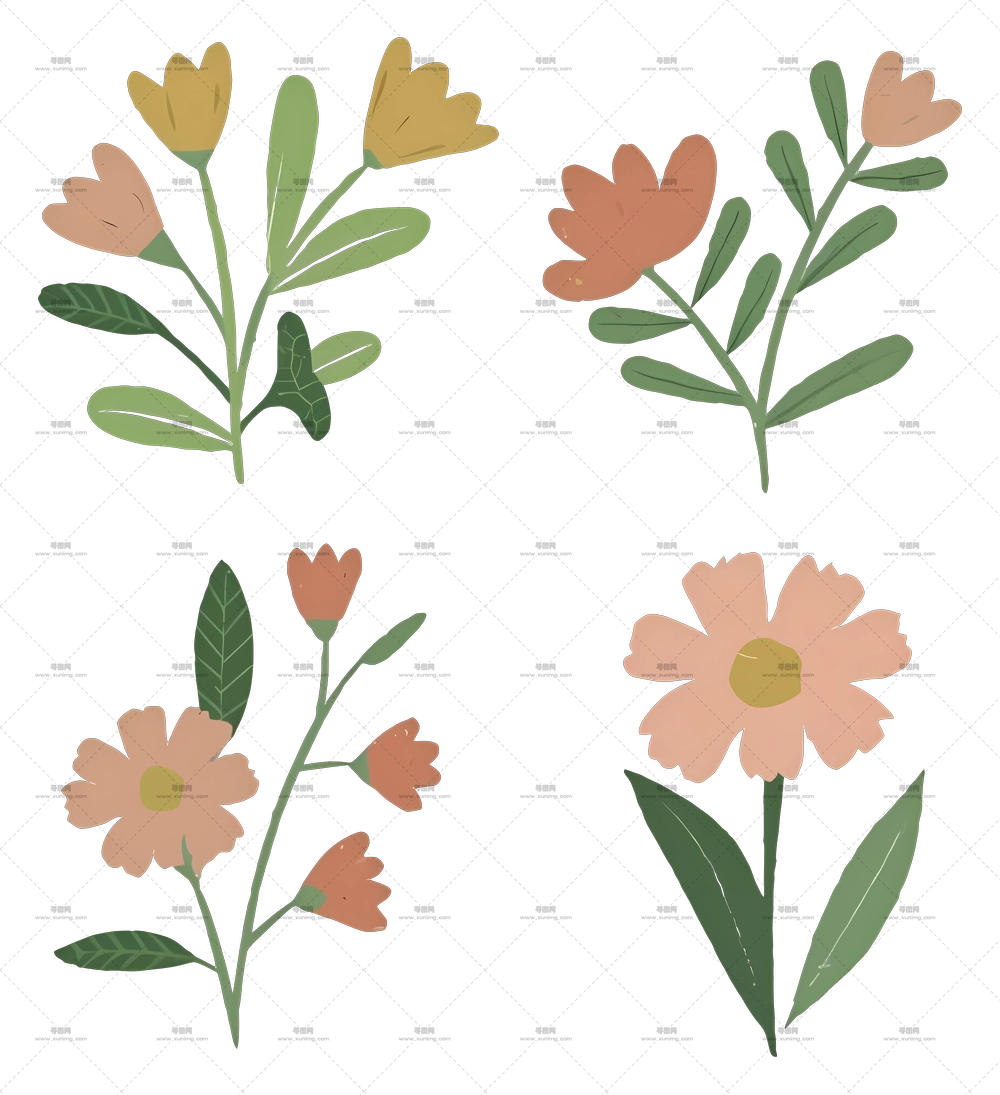 春季风格的插花插图PNG免抠图预览图