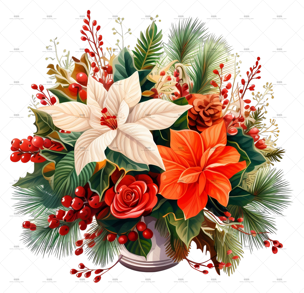 圣诞花束 – 节日圣诞花束PNG免抠图预览图