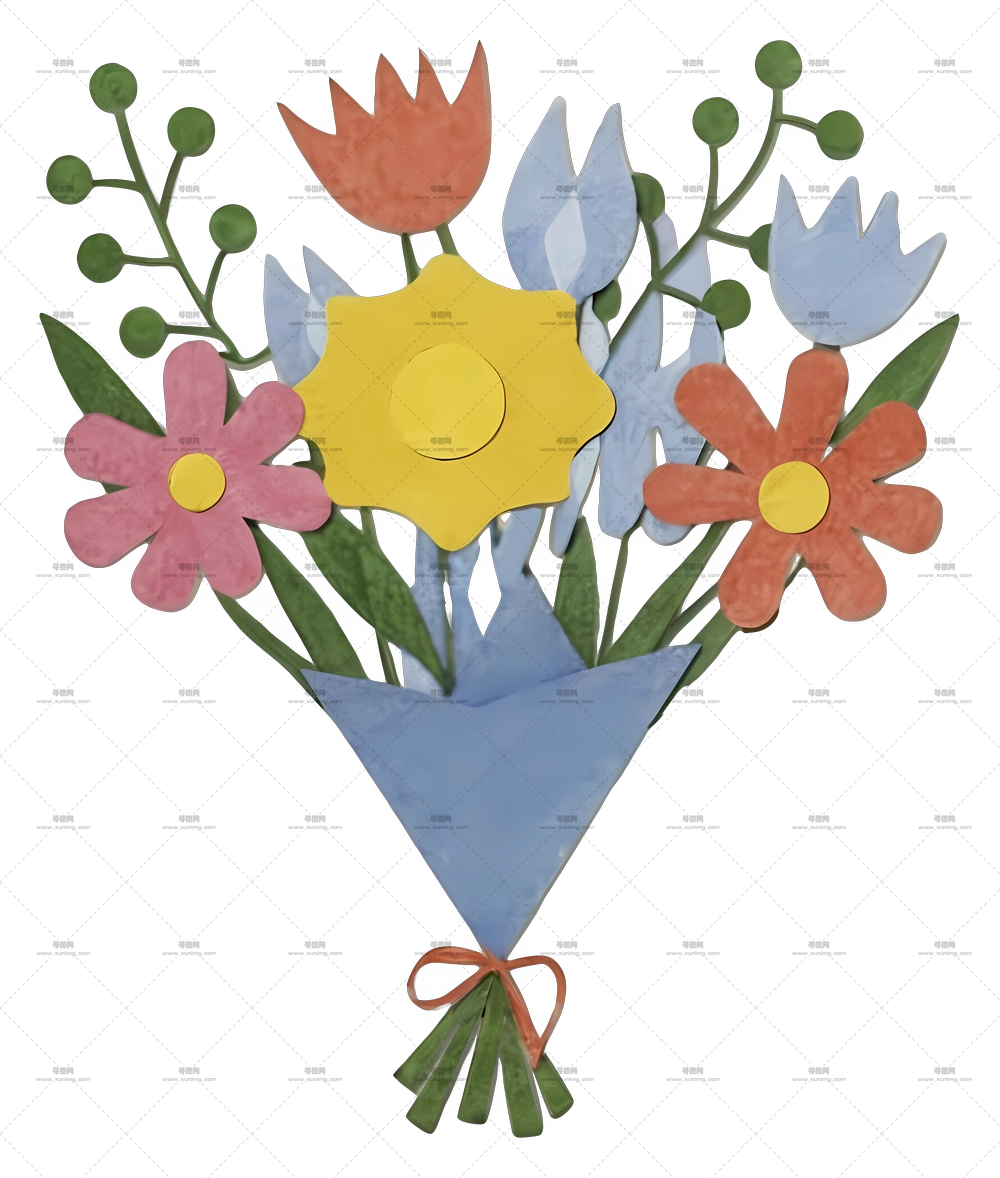 纸板花束 – 彩色纸花束PNG免抠图预览图
