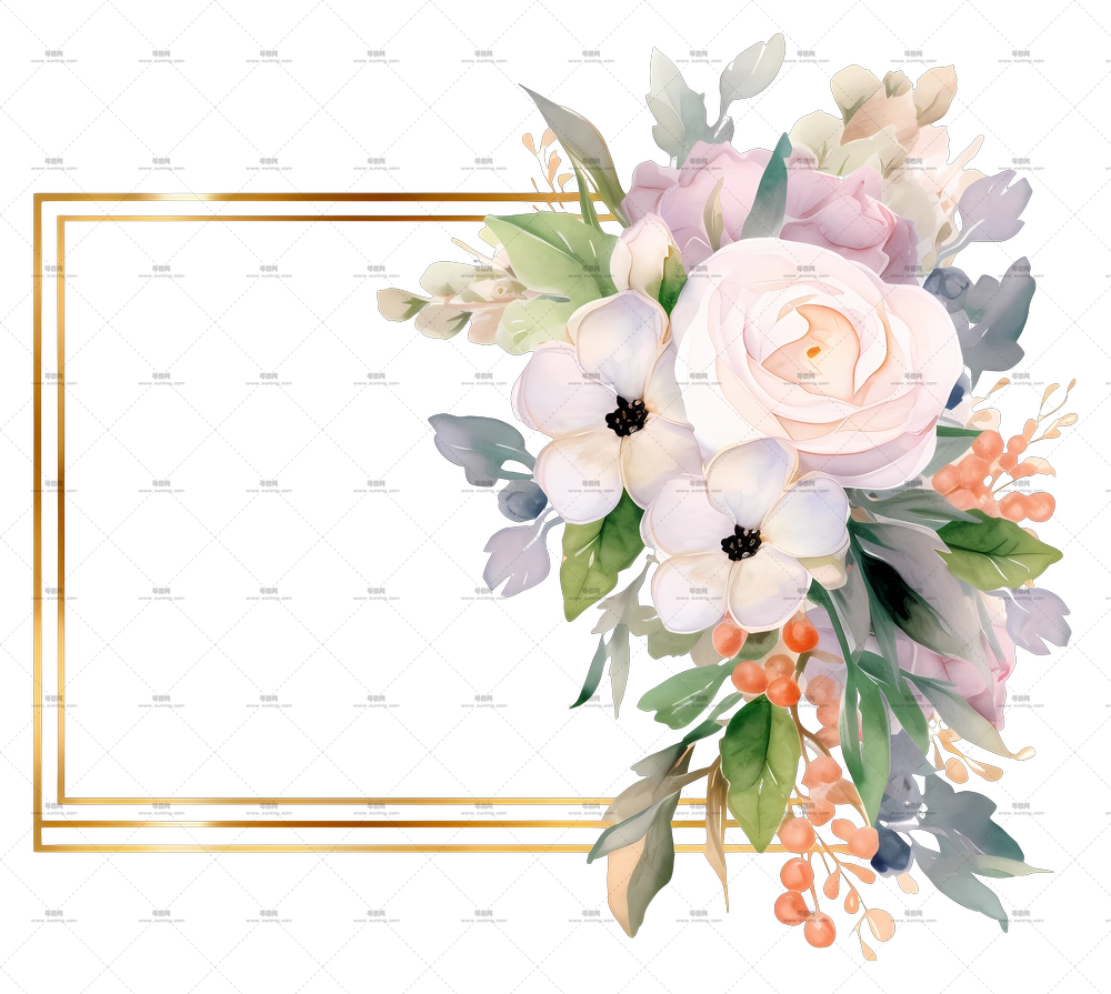 婚礼花束 – 优雅的花卉框架设计PNG免抠图预览图 婚礼花束 – 优雅的花卉框架设计PNG免抠图预览图