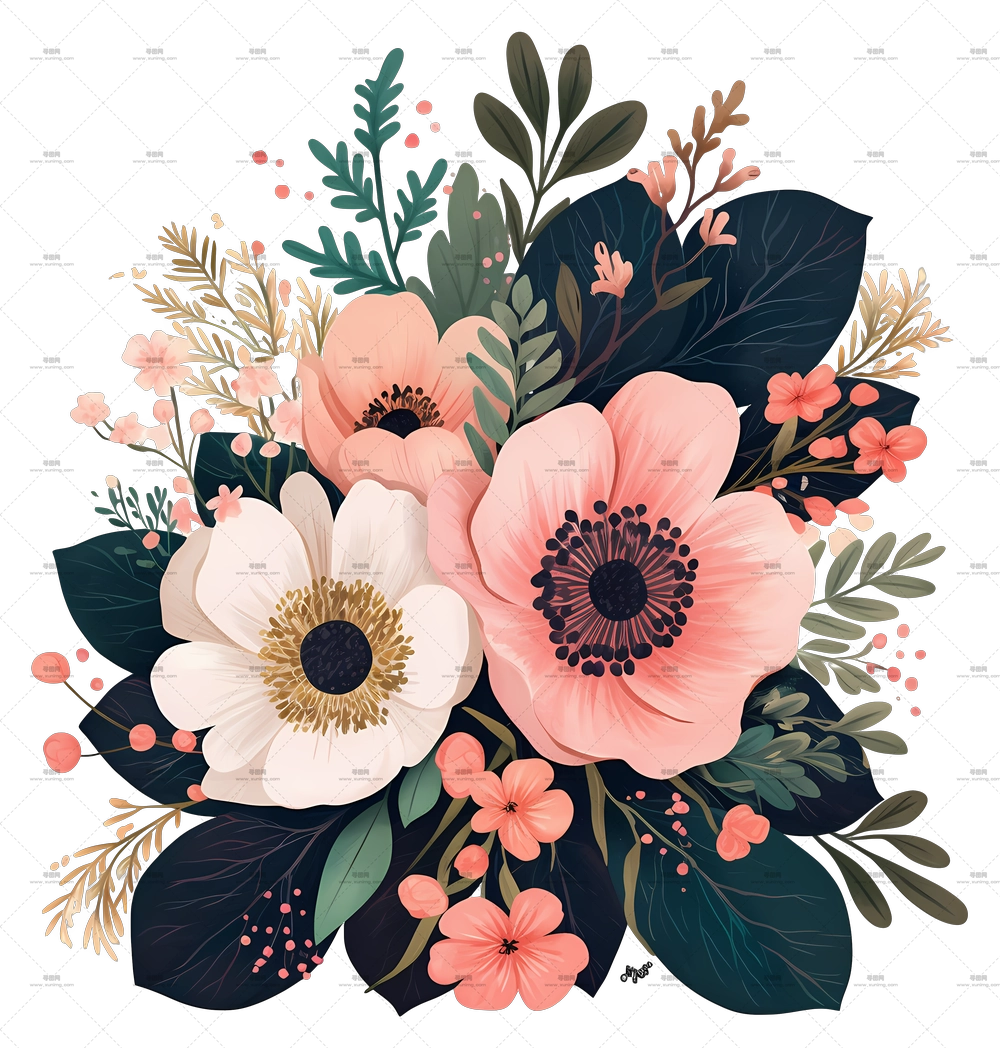 花卉布置艺术 – 美丽花束PNG免抠图预览图