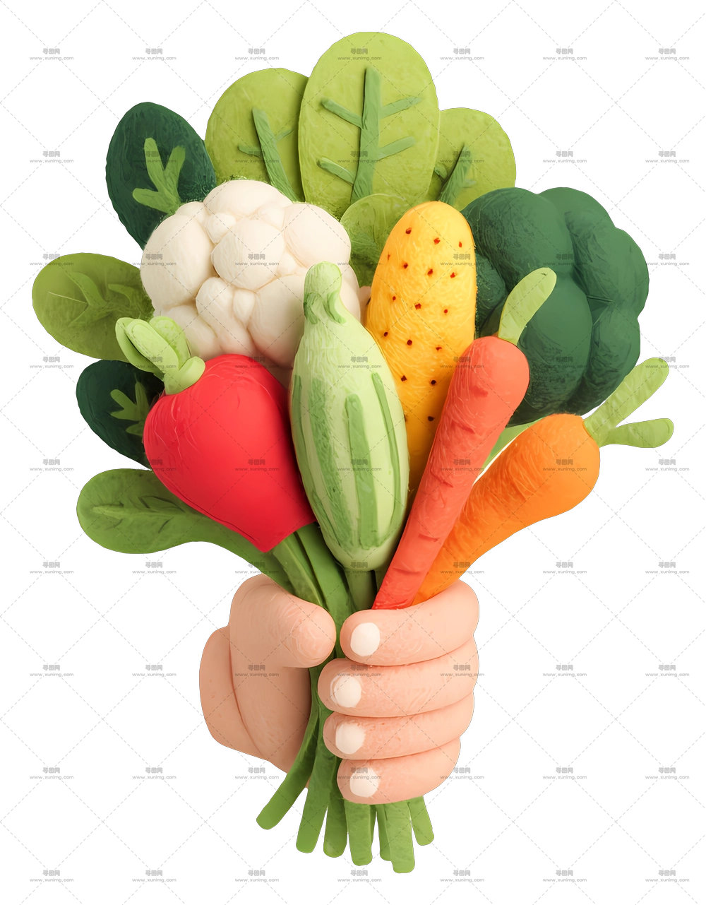 手捧新鲜蔬菜 – 多彩蔬菜花束PNG免抠图预览图