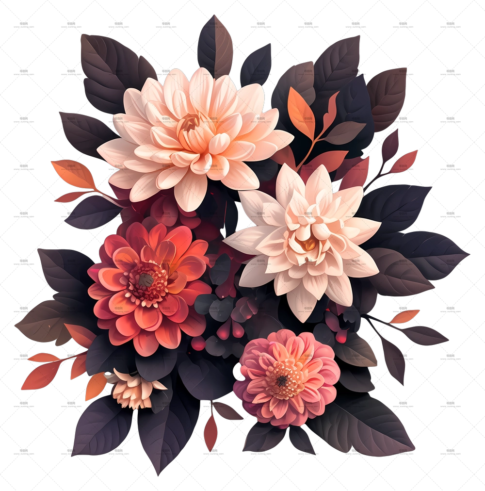 大丽花艺术 – 优雅的插花PNG免抠图预览图