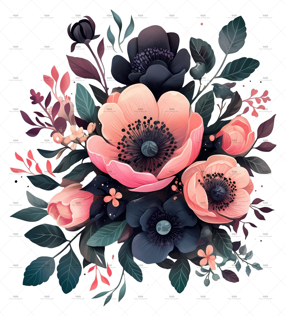 花朵背景 – 精美的花束PNG免抠图预览图