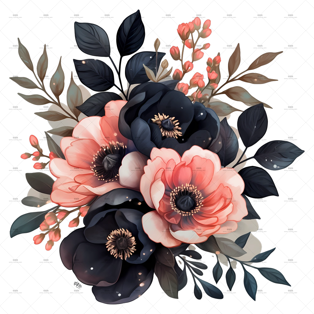 花朵背景 – 精美的花束PNG免抠图预览图