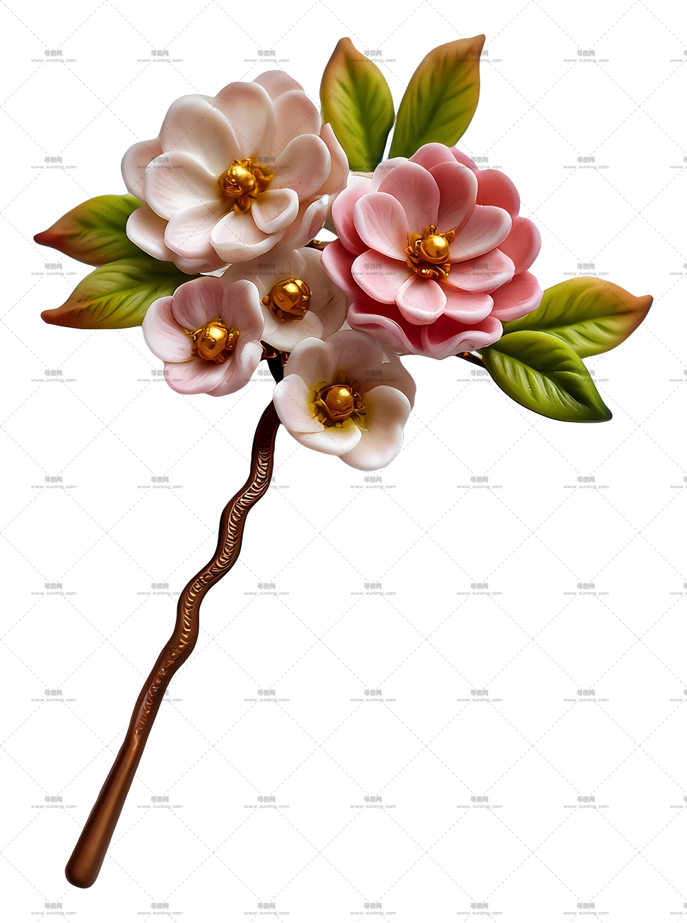 花形发夹 – 美丽花束PNG免抠图预览图