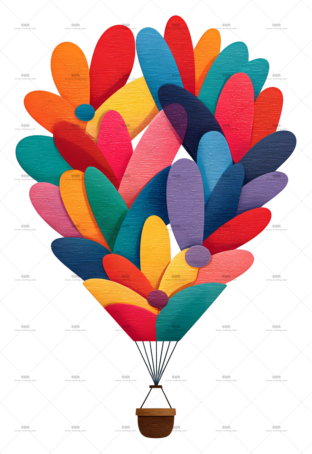 花瓣填充气球 – 多彩气球束PNG免抠图预览图