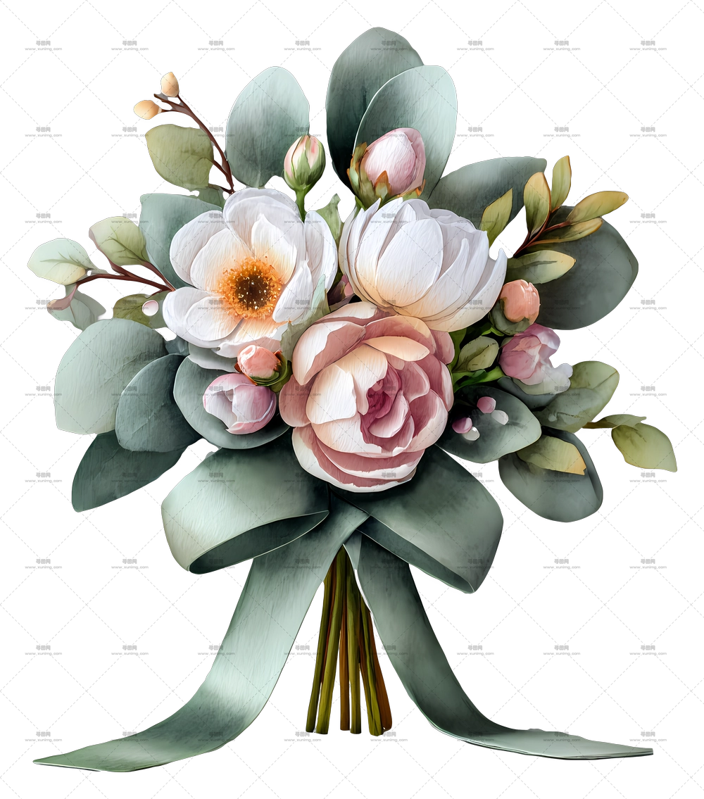 雅致花束 薄荷绿 – 雅致丝带花束PNG免抠图预览图 雅致花束 薄荷绿 – 雅致丝带花束PNG免抠图预览图