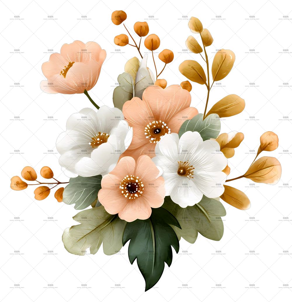 水彩花边 – 精美的花束PNG免抠图预览图 水彩花边 – 精美的花束PNG免抠图预览图