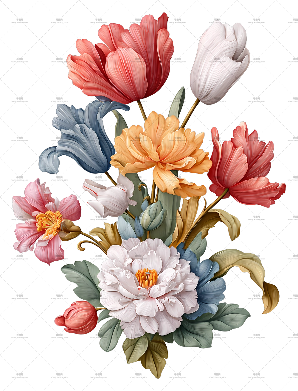 复古花卉摆设 – 精美花卉束摆设PNG免抠图预览图