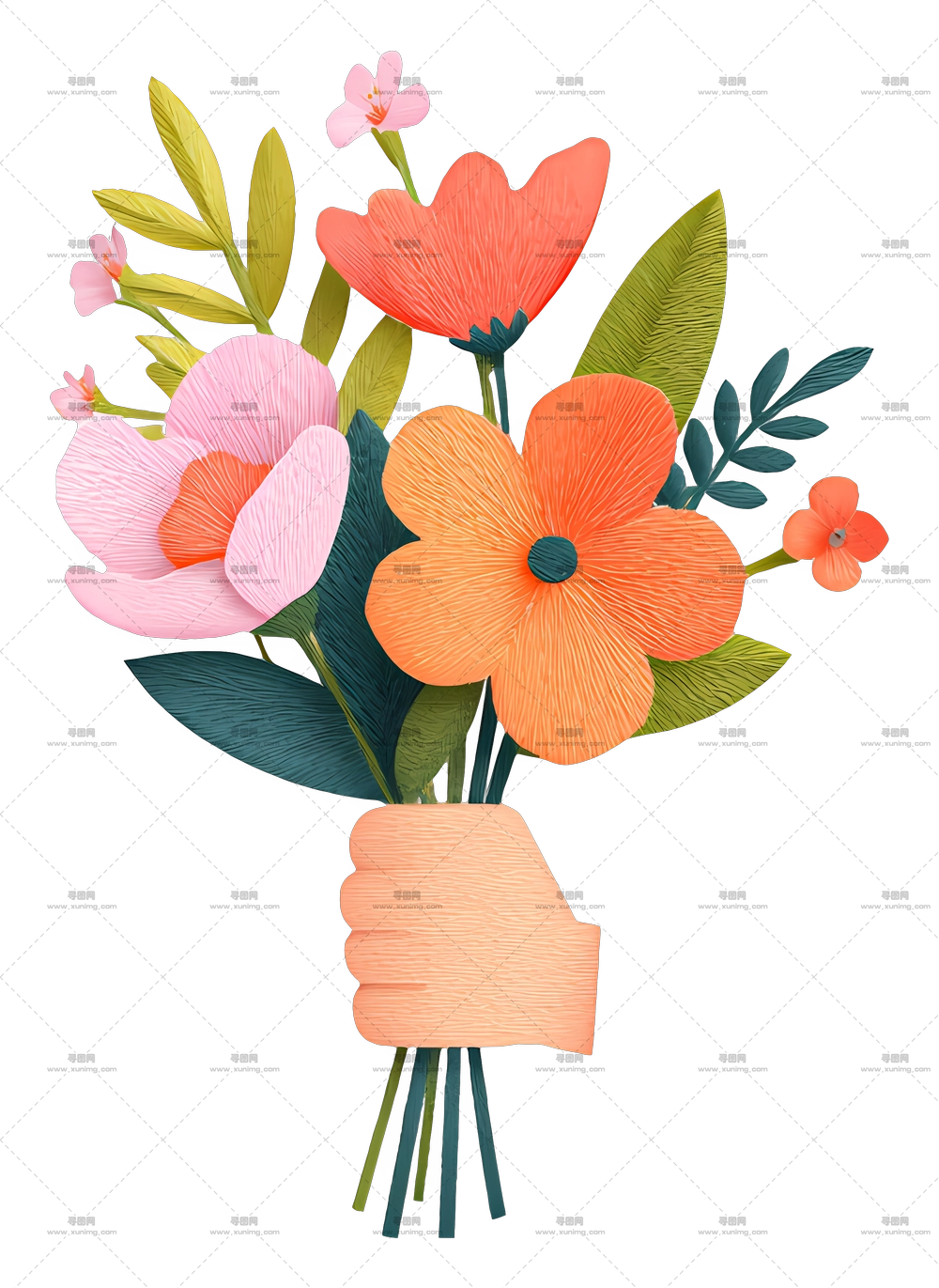 手持花束 – 多彩手持花卉花束PNG免抠图预览图