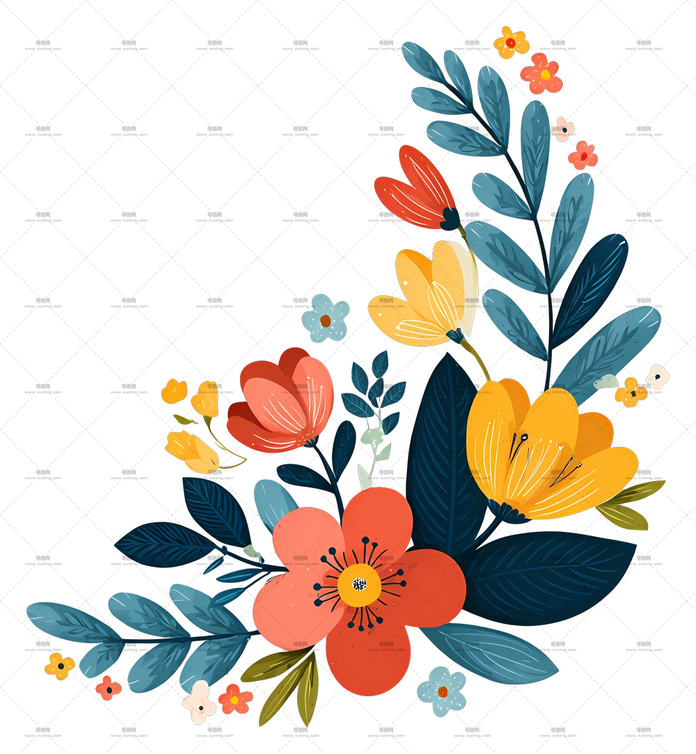 时髦个性花艺角落 – 多彩花束PNG免抠图预览图