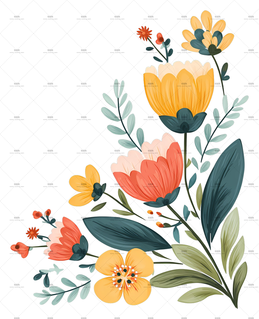 春日花角 – 多彩花束PNG免抠图预览图