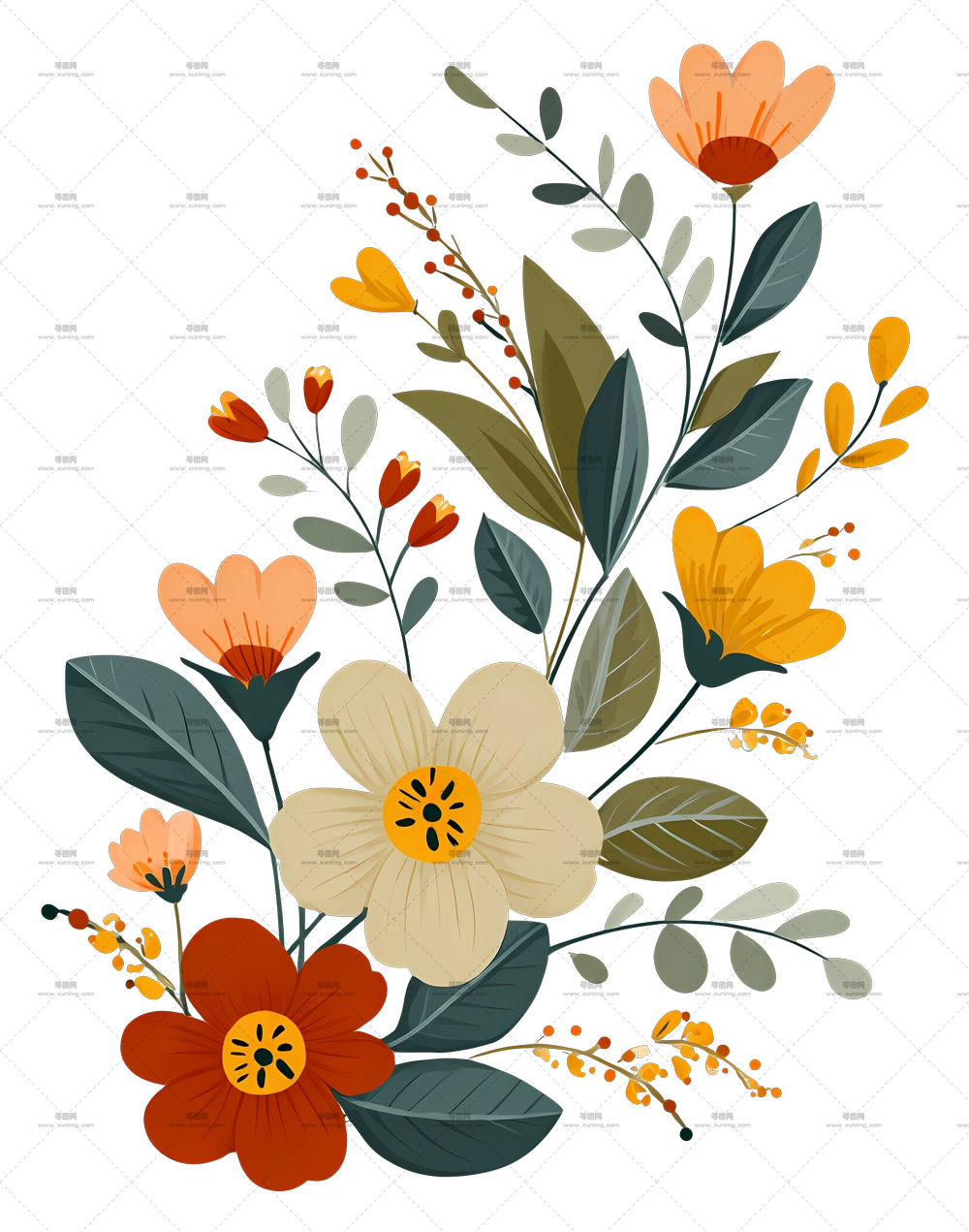 Funky Chic Floral Corner – 色彩缤纷的花束PNG免抠图预览图