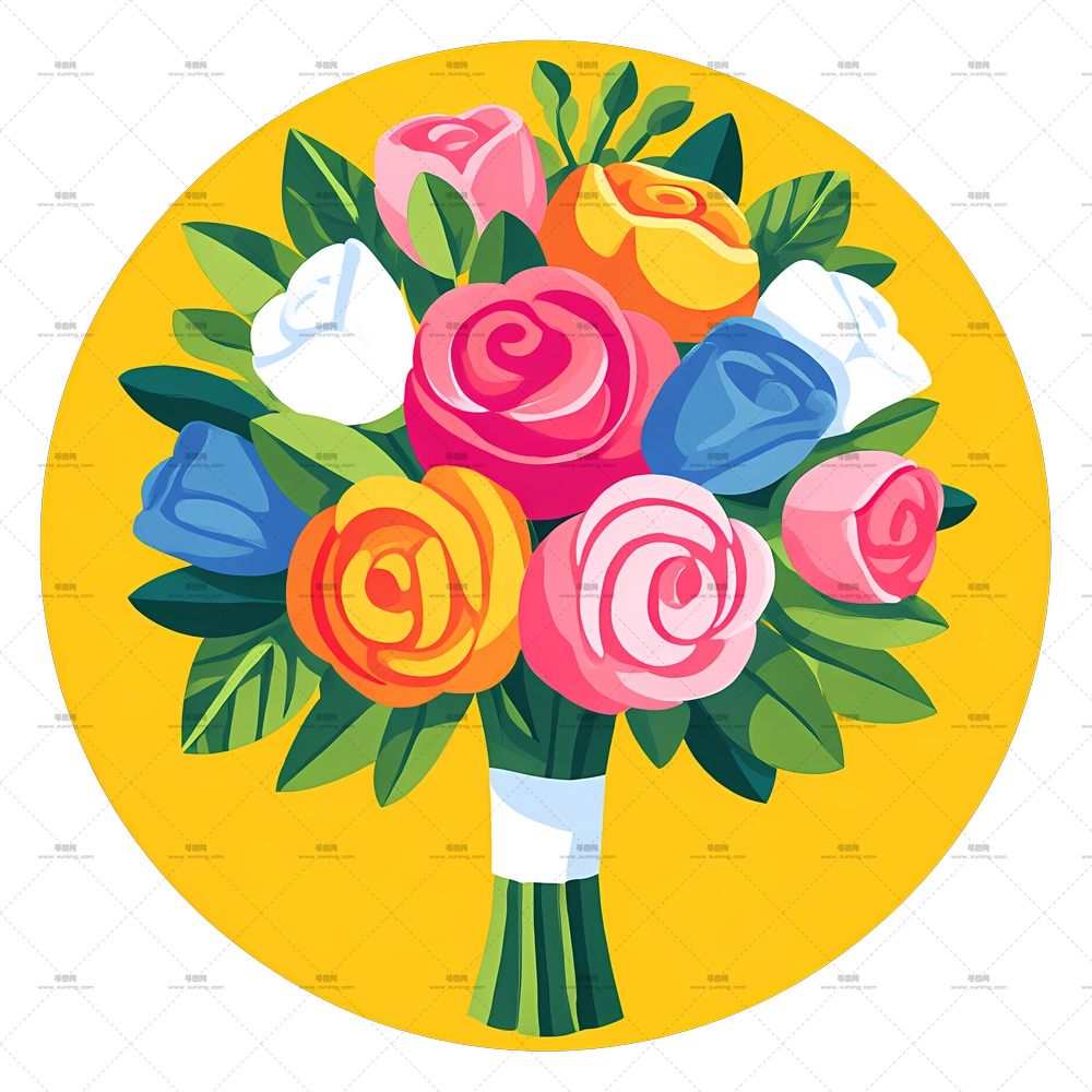 婚礼花束图标 – 多彩的玫瑰花束PNG免抠图预览图