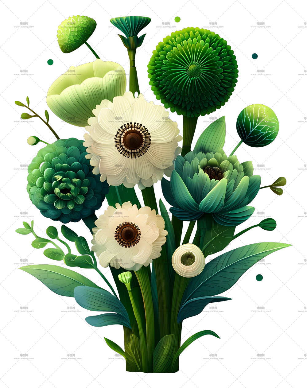 绿花束 – 花卉花束设计PNG免抠图预览图