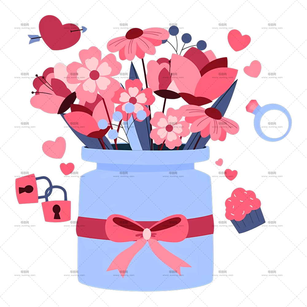 浪漫礼物 – 罐装浪漫花束PNG免抠图预览图