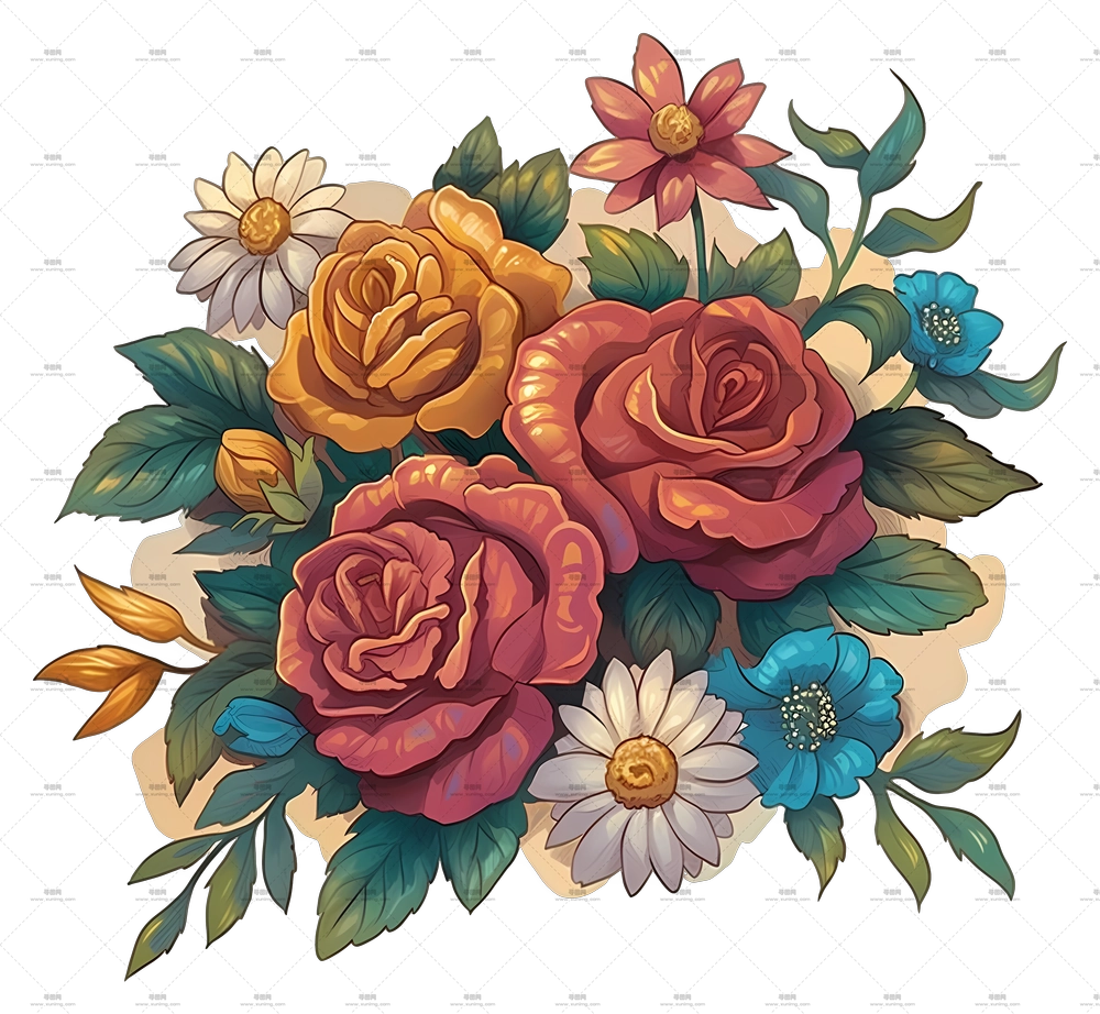 花束纹身 – 多彩花束PNG免抠图预览图