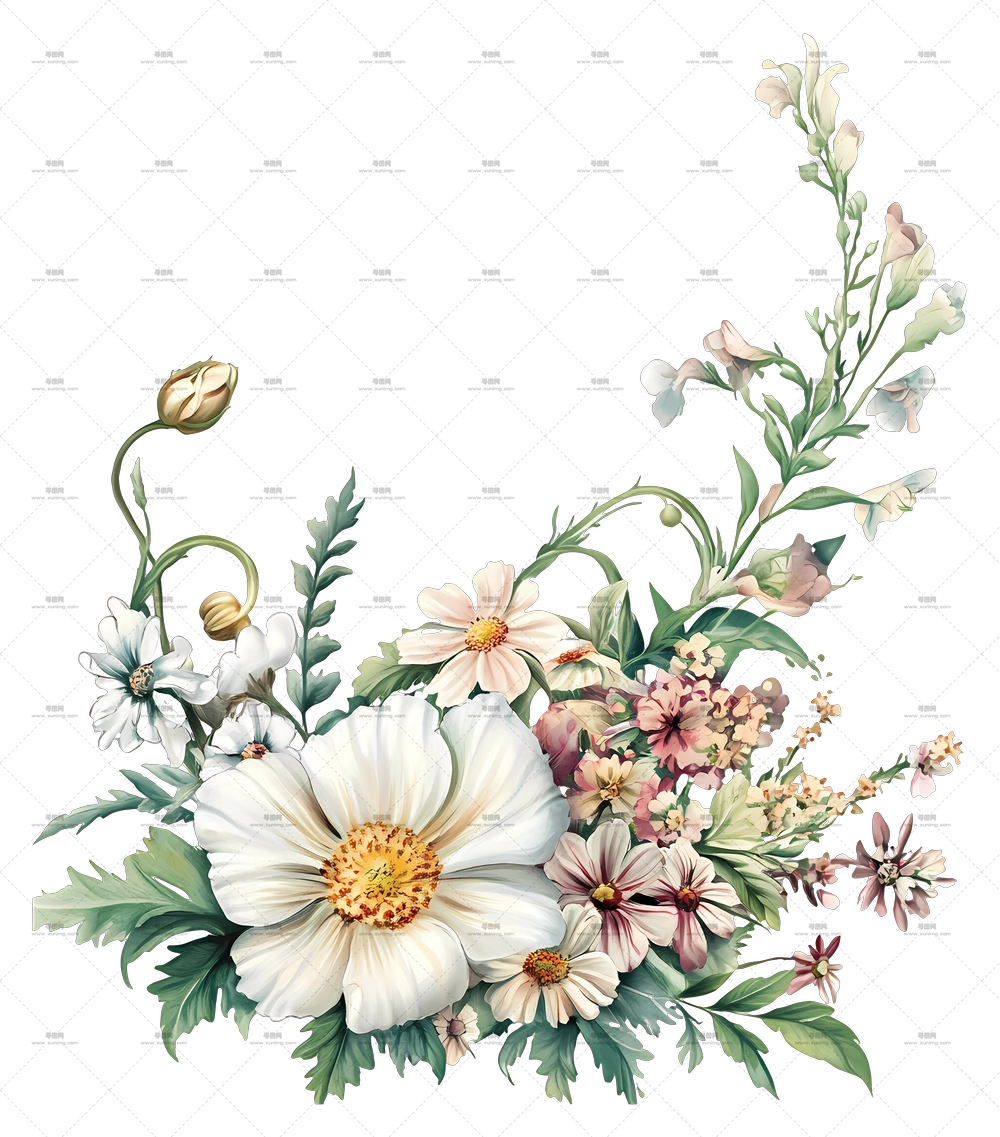 婚礼角落 – 多彩花卉束布置PNG免抠图预览图