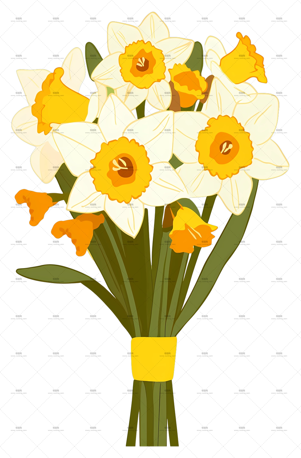 复活节百合 – 郁金香花束插画PNG免抠图预览图