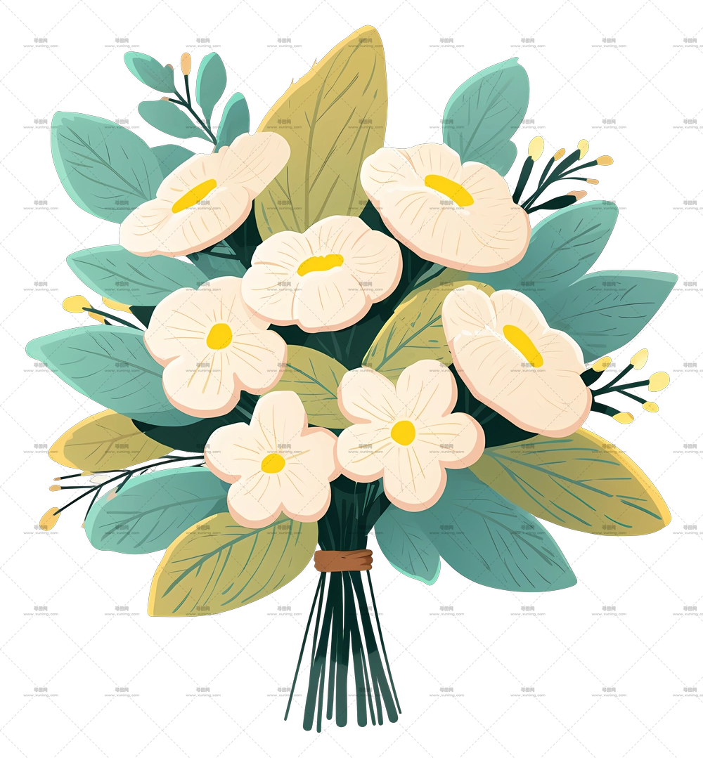 白花 – 美丽的花束与绿叶PNG免抠图预览图 白花 – 美丽的花束与绿叶PNG免抠图预览图