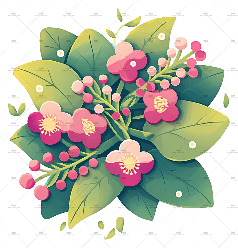 春天 – 多彩花卉花束插画PNG免抠图预览图