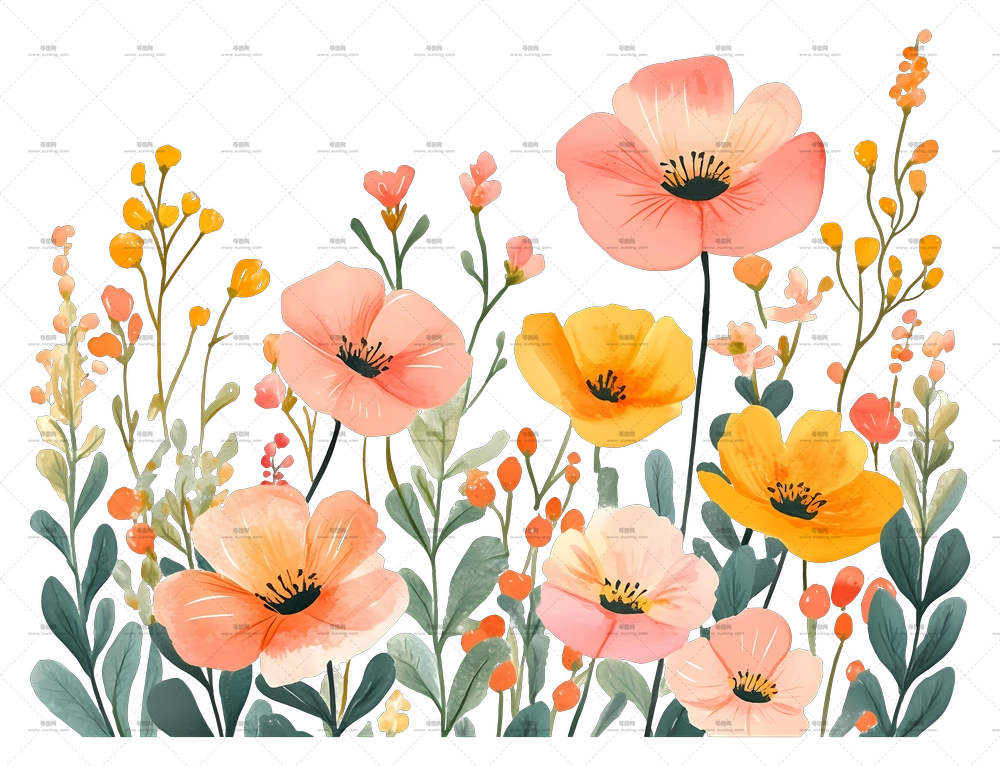 花边 – 色彩鲜艳的美丽花束PNG免抠图预览图