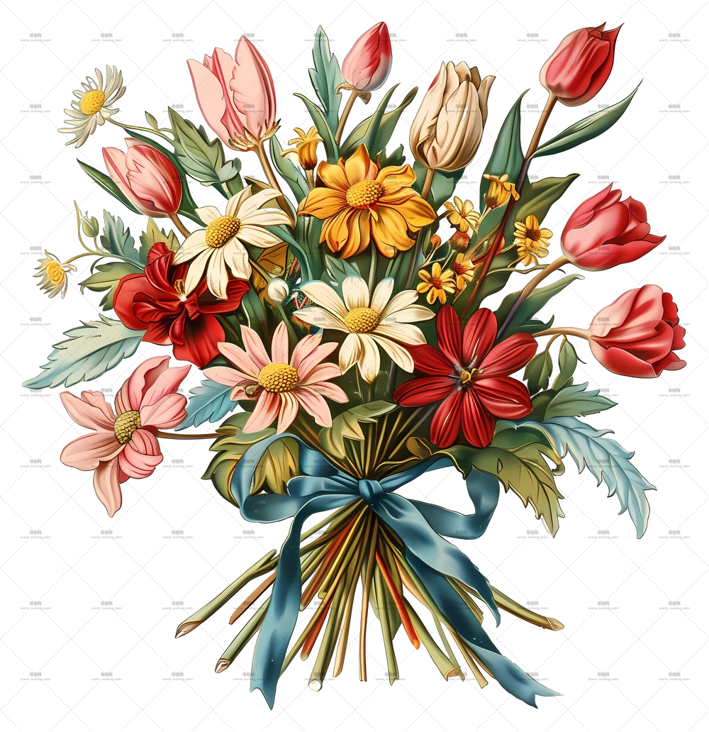 花朵与花束 – 装饰丝带的花束PNG免抠图预览图