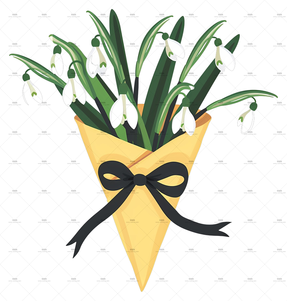 雪滴花束 – 精致丝带花束PNG免抠图预览图