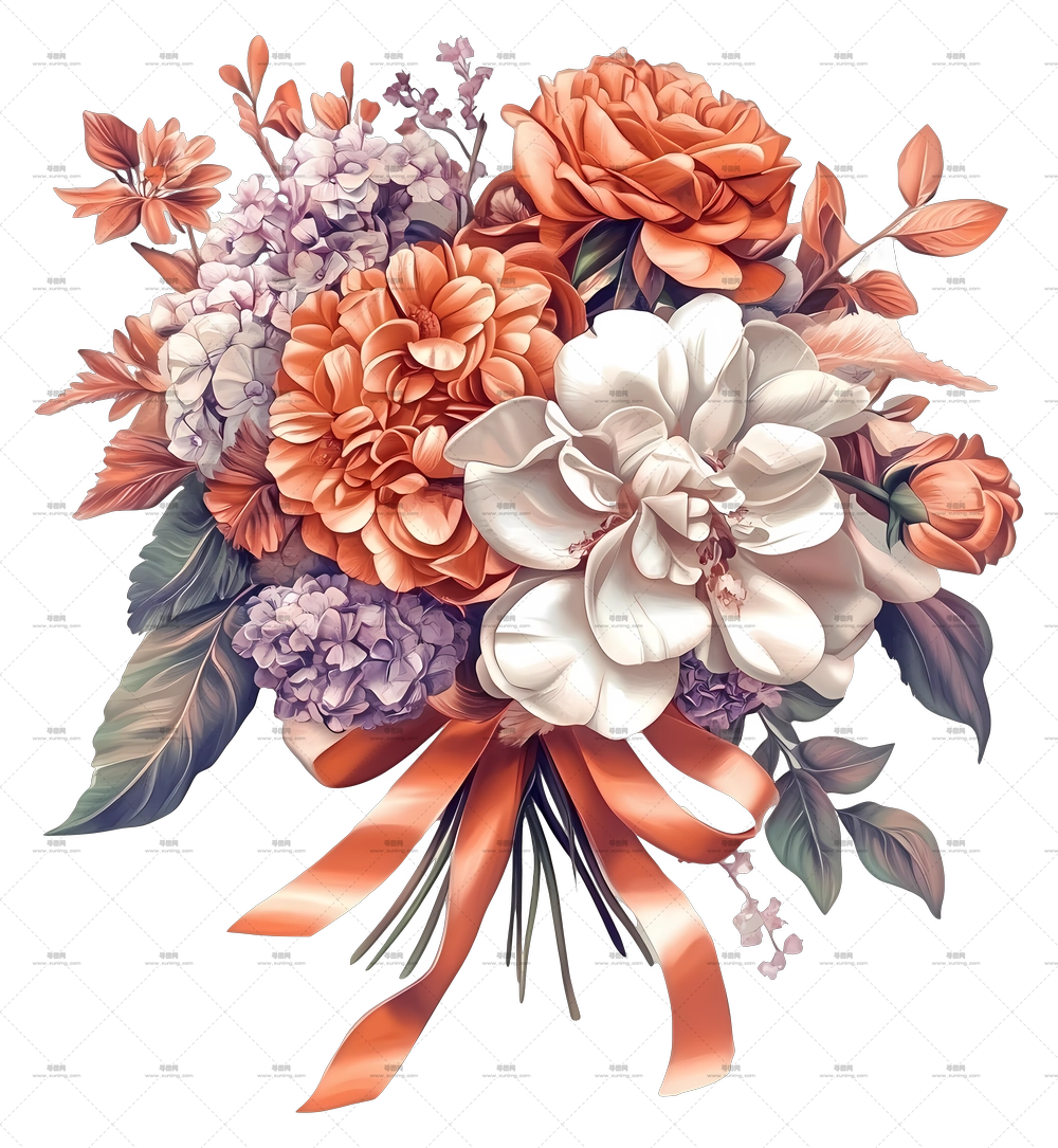 生日鲜花 – 美丽花卉装饰花束PNG免抠图预览图