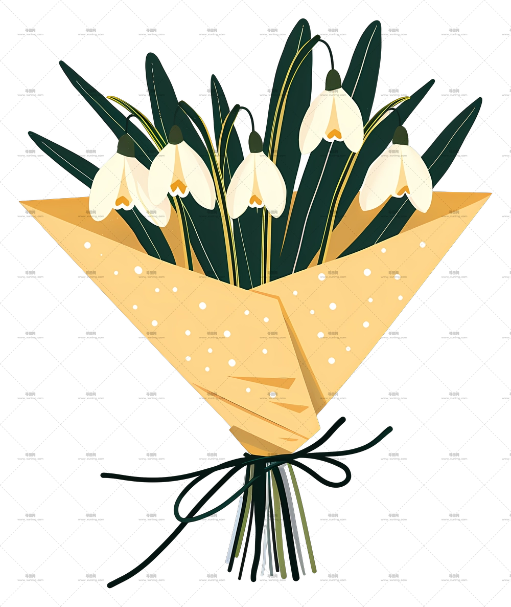 雪滴花束 – 白色花朵花束PNG免抠图预览图