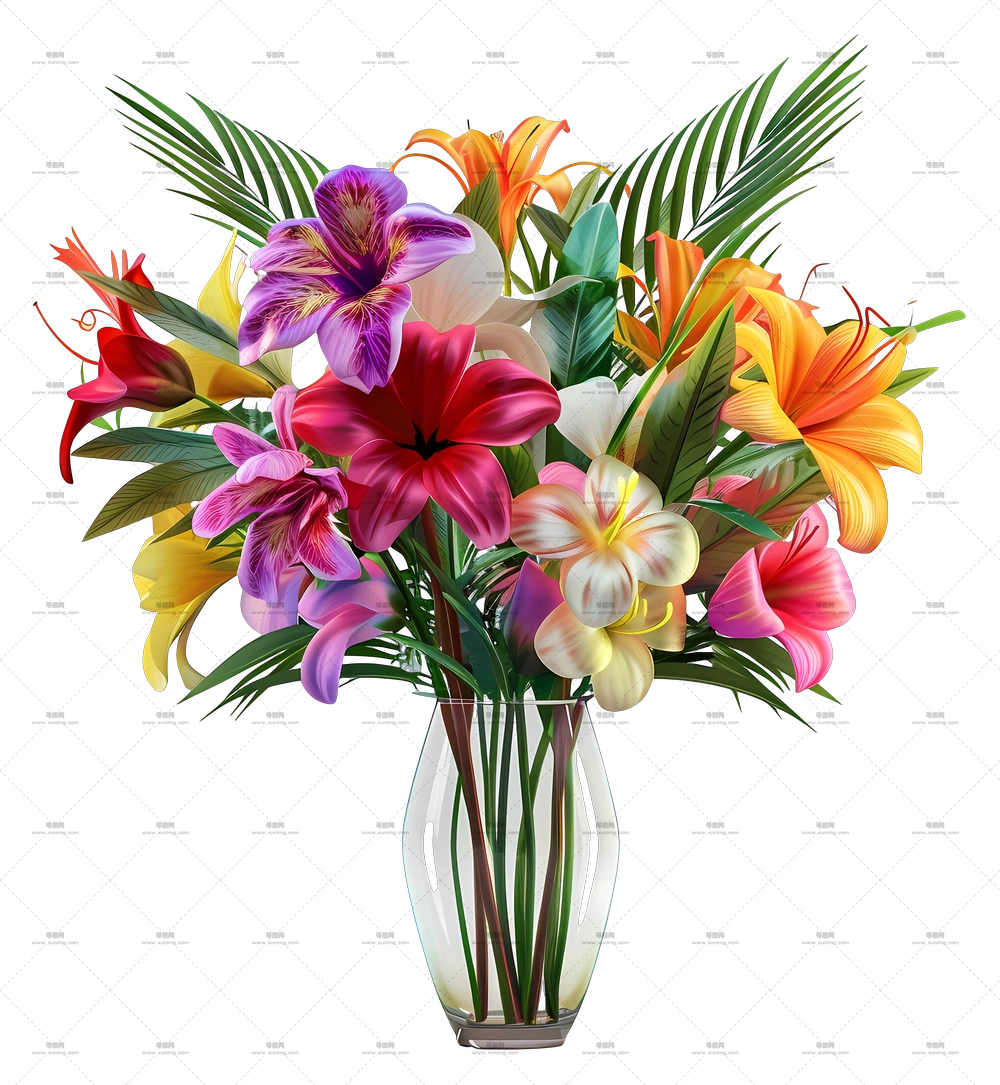 花瓶中的花 – 美丽的花束PNG免抠图预览图