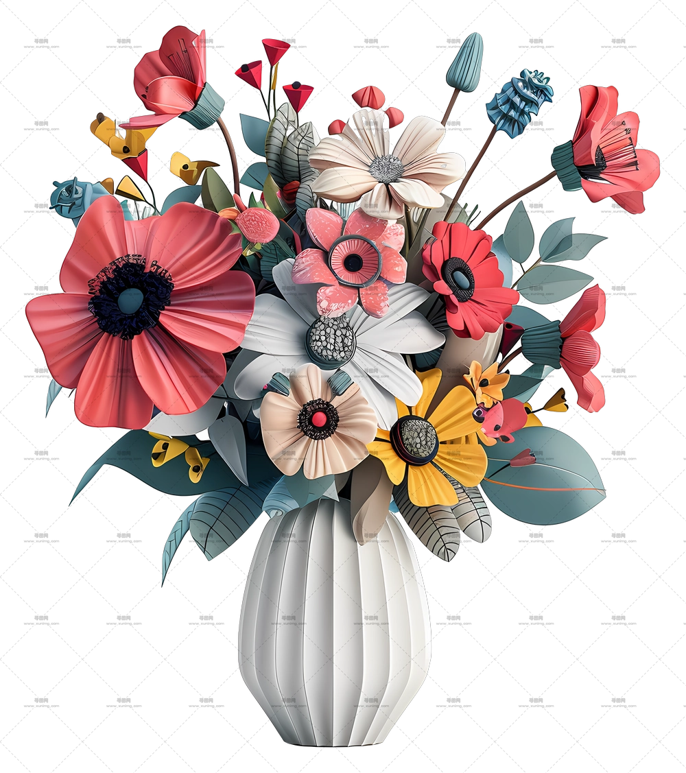 花瓶中的花 – 美丽的花束PNG免抠图预览图