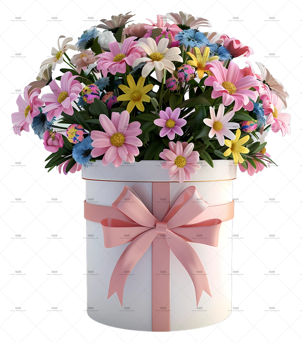 生日礼物 – 箱子里的彩色花束PNG免抠图预览图 生日礼物 – 箱子里的彩色花束PNG免抠图预览图