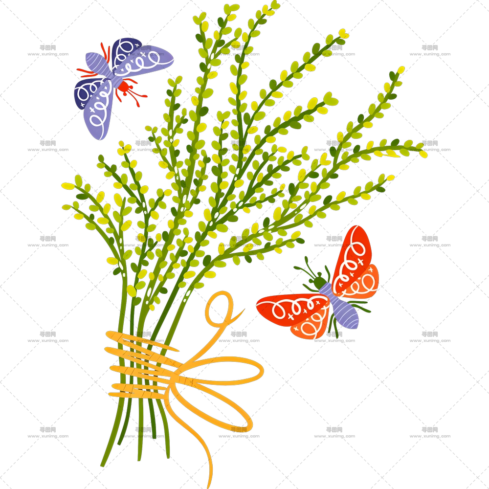 自然蝴蝶 – 带蝴蝶的花束PNG免抠图预览图