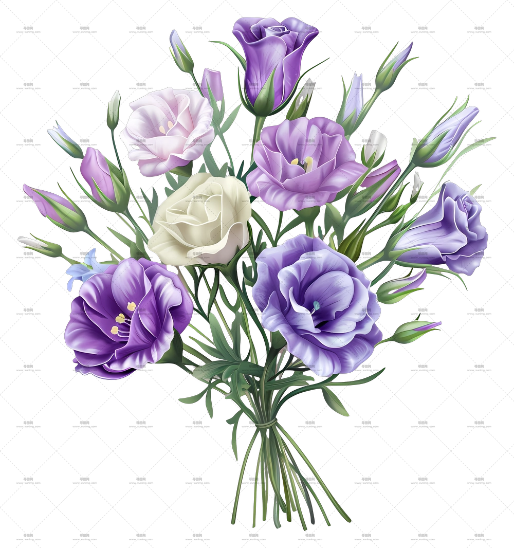 勿忘我花 – 紫白相间的美丽花束PNG免抠图预览图