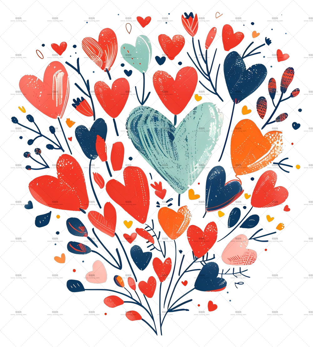 爱设计 – 带有鲜花的爱心花束PNG免抠图预览图