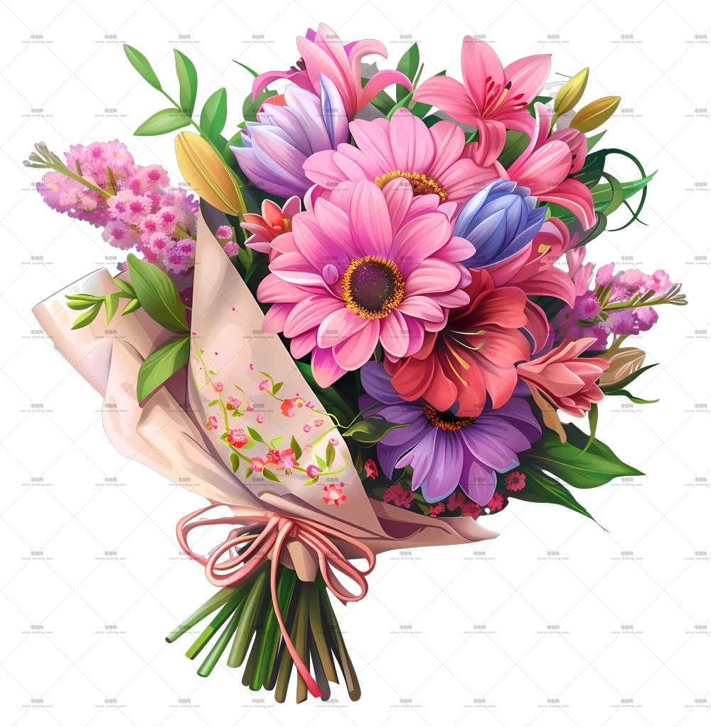 母亲节 – 多彩鲜花花束PNG免抠图预览图