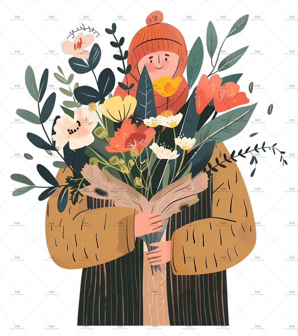 花店 – 手持花束的人PNG免抠图预览图