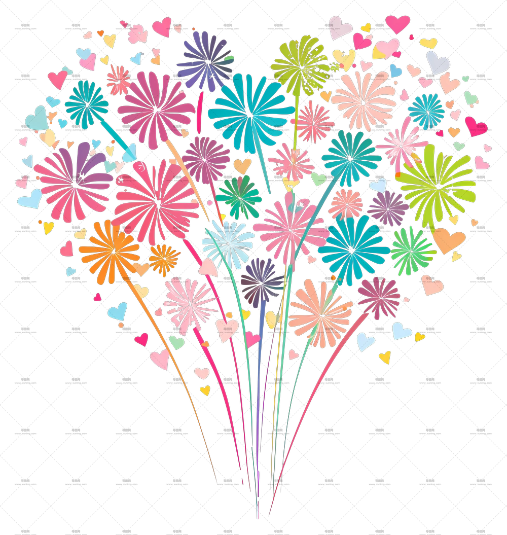 烟花 – 心形彩色花束PNG免抠图预览图